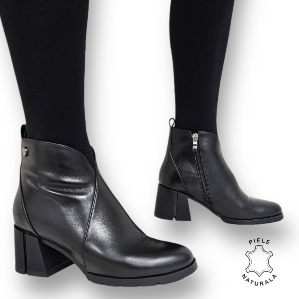 Botine DAMA din PIELE Naturala CRL0936 CULOARE: Negru - Img 2