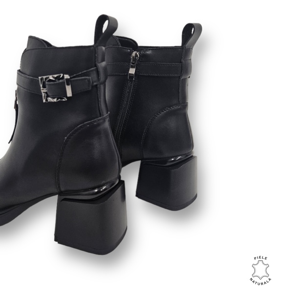 Botine DAMA din PIELE NATURALA CU TOC GROS CRL0904 CULOARE: NEGRU - Img 4