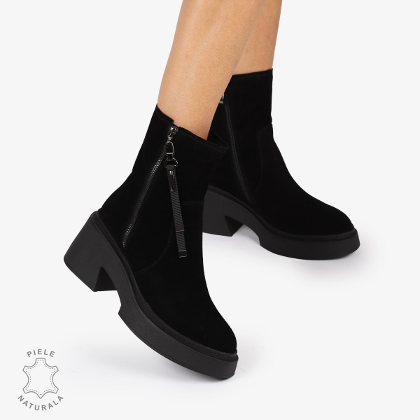 BOTINE PIELE NATURALA INTOARSA cu Fermoar lateral CRL1243 - Img 2