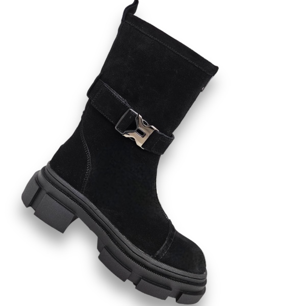 Cizme DAMA din PIELE NATURALA INTOARSA CRL0908 CULOARE: Negru - Img 2