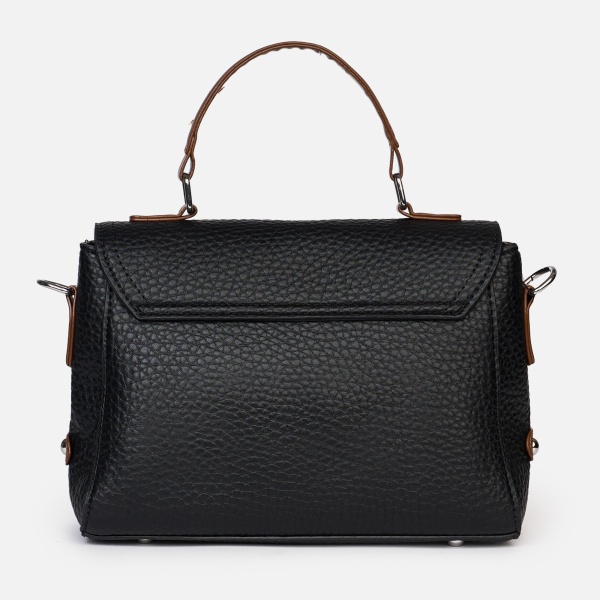 Geanta dama din piele ecologica cu clapetă și detalii metalice elegante CRL1490 - Img 3