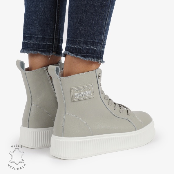Ghete dama din Piele Naturala CRL0649 GRI - Img 3