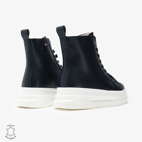 Ghete dama din Piele Naturala CRL0652 Bleumarin - Img 3
