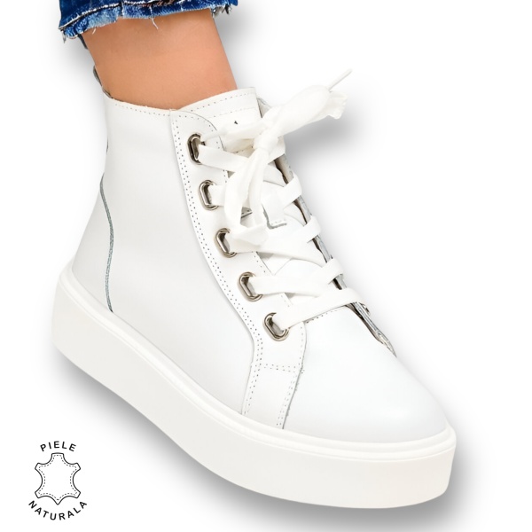 GHETE DAMA din PIELE NATURALA CRL0916 ALB - Img 2