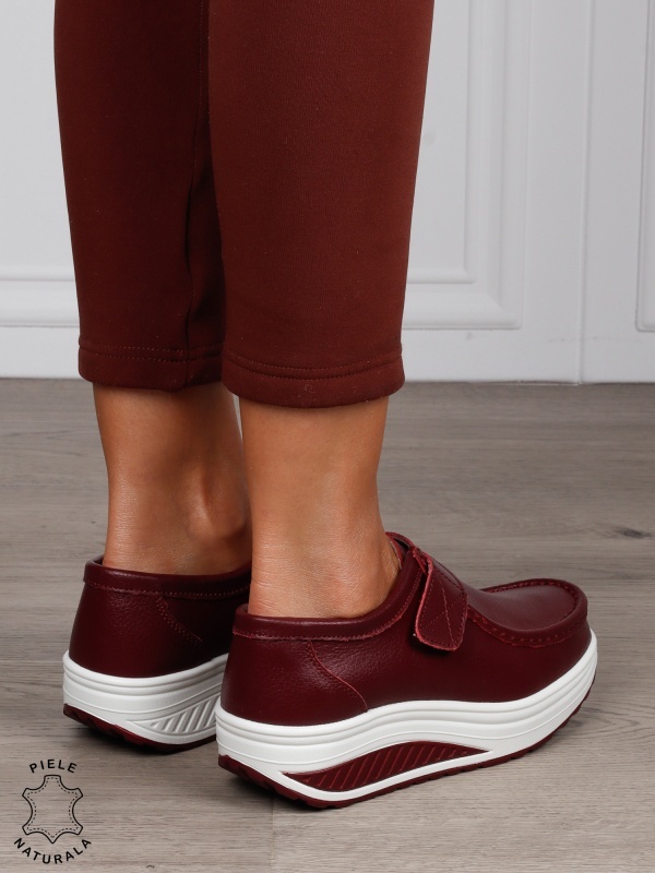 Mocasini dama din Piele Naturala CRL0063 CULOARE:BORDO - Img 3