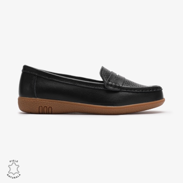Mocasini dama din Piele Naturala CRL0712 NEGRU - Img 2