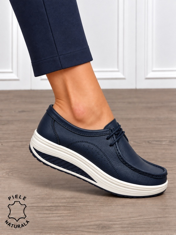 Mocasini dama din Piele Naturala CRL1219 BLEUMARIN - Img 2