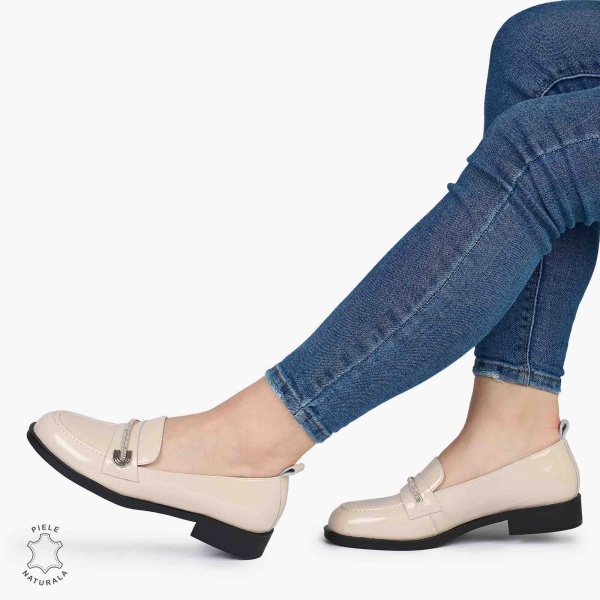 Mocasini dama din Piele Naturala LACUITA CRL0985 BEJ - Img 2