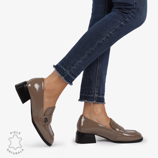 Mocasini Piele naturala Lacuita CU CATARAMA LATERALA CRL1223 KHAKI - Img 3