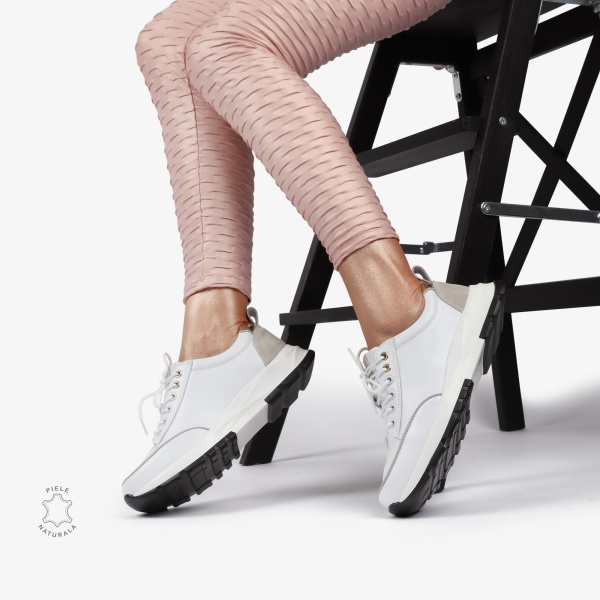 Pantofi Casual dama din Piele Naturala CRL0854 ALB - Img 3