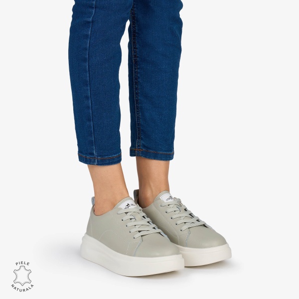 Pantofi Casual dama din Piele Naturala CRL1637 CULOARE: GRI - Img 3