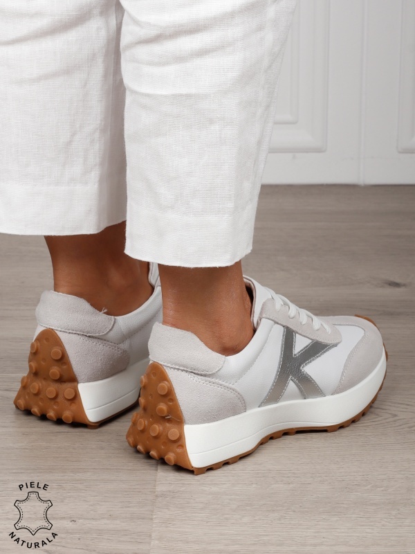 Pantofi Casual dama din Piele Naturala cu model special CRL1551 ALB - Img 4