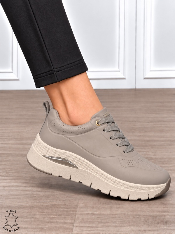 Pantofi casual damă din piele naturală cu stil versatil CRL1916 KHAKI - Img 2