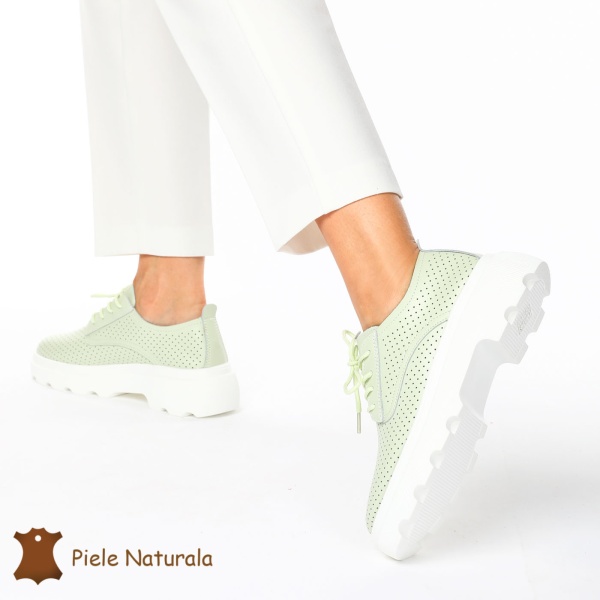 Pantofi Casual Dama Piele naturală CRL0207 VERDE - Img 2