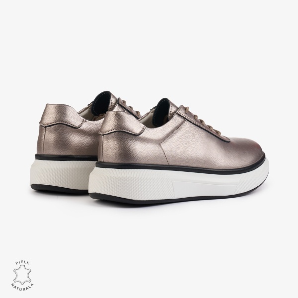 Pantofi Casual Dama Piele Naturala CRL1002 Culoare: PEWTER - Img 4