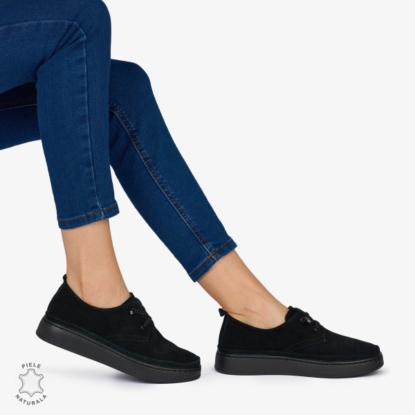 PANTOFI CASUAL Dama Piele Naturala INTOARSA CRL1053 Culoare: NEGRU - Img 2