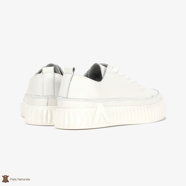 Pantofi Casual de dama din Piele naturala cu talpa groasa CRL0489 ALB - Img 3