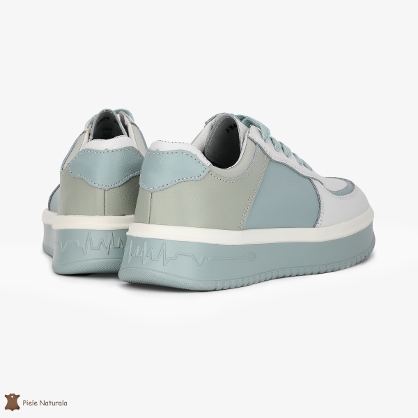 Pantofi Casual de dama din Piele naturala Multicolor cu design special CRL0519 ALB CU ALBASTRU - Img 4