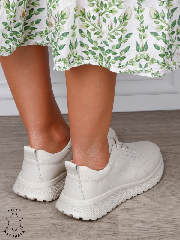 Pantofi casual din piele naturală pentru un stil autentic CRL1816 BEJ - Img 3