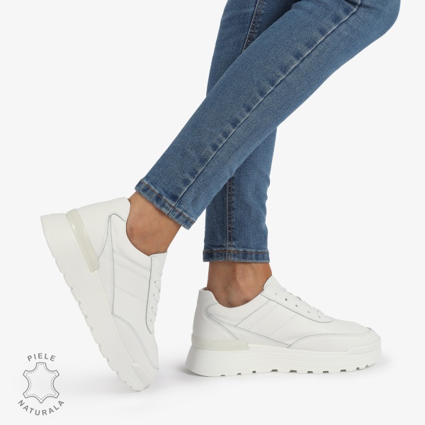 Pantofi Casual Piele Naturala CRL1221 ALB - Img 2