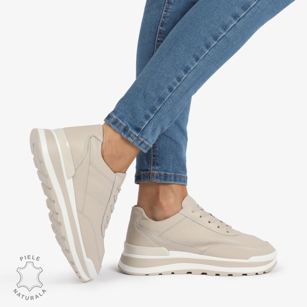 Pantofi Casual Piele Naturala CRL1221 BEJ - Img 3