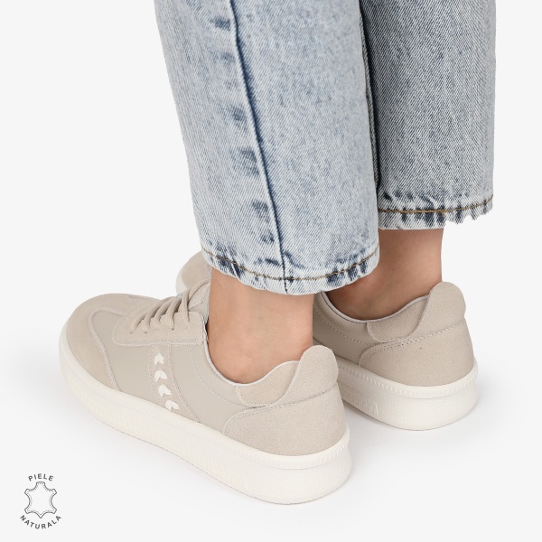 Pantofi CASUAL PIELE NATURALA CU INCHIDERE SIRET CRL1295 BEJ - Img 3