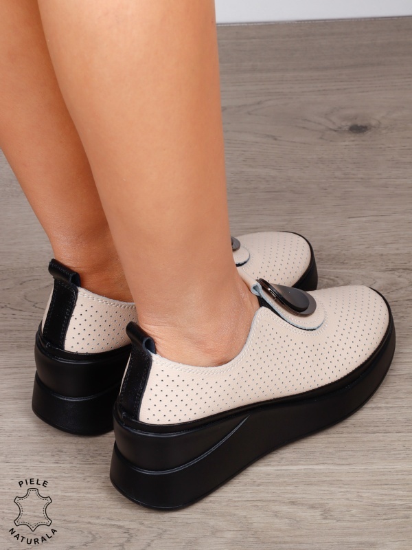 Pantofi damă din piele naturală model comod cu element decorativ frontal CRL1443 ROZ - Img 3