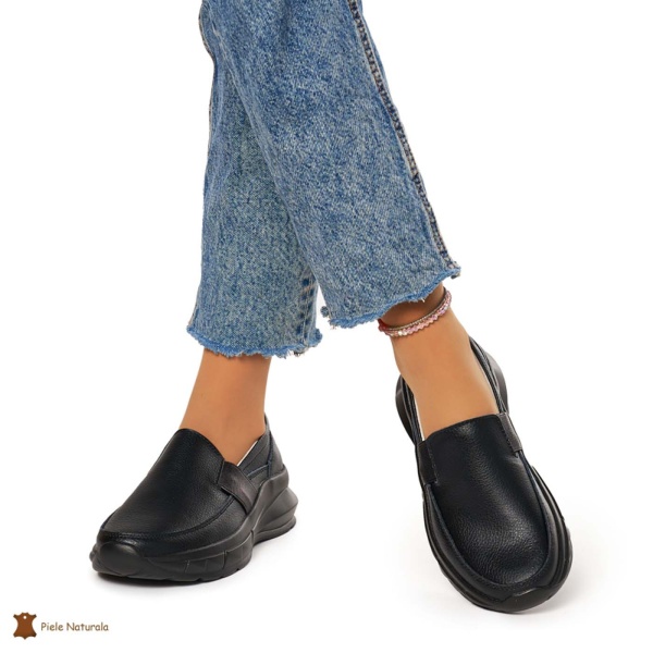 Pantofi Dama Piele Naturala din calitate inalta CRL0083 Negru - Img 2