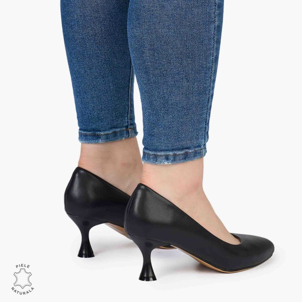 Pantofi Eleganți dama din Piele Naturala CRL0980 NEGRU - Img 3