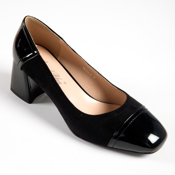 Pantofi Eleganti de dama din Piele Ecologica Intoarsa CRL0175 Negri - Img 2