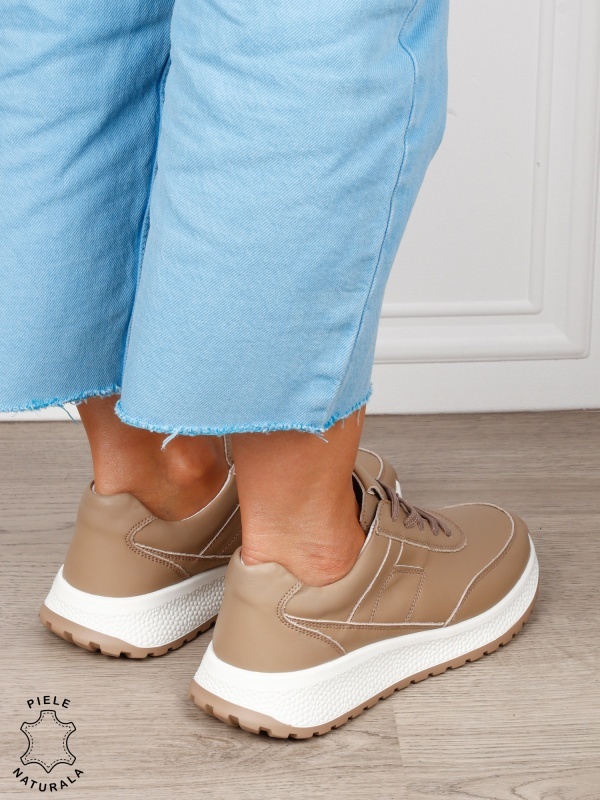Pantofi sport din piele naturală pentru confort și stil CRL1813 KHAKI - Img 3