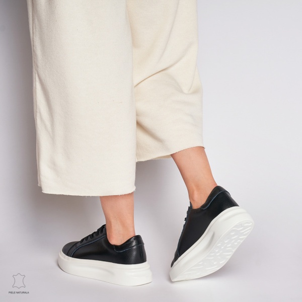 Pantofii casual de dama din piele naturală cu șiret comozi și versatili CRL1447 - Img 4