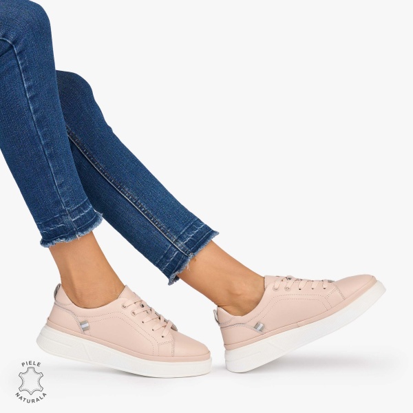 Pantofii casual piele naturala COMOZI CRL1070 CULOARE: ROZ - Img 4