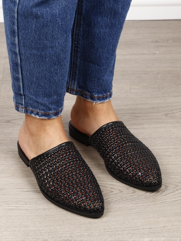PAPUCI DAMA DIN PIELE ECOLOGICA CU DESIGN CLASIC CRL1626 NEGRU - Img 3