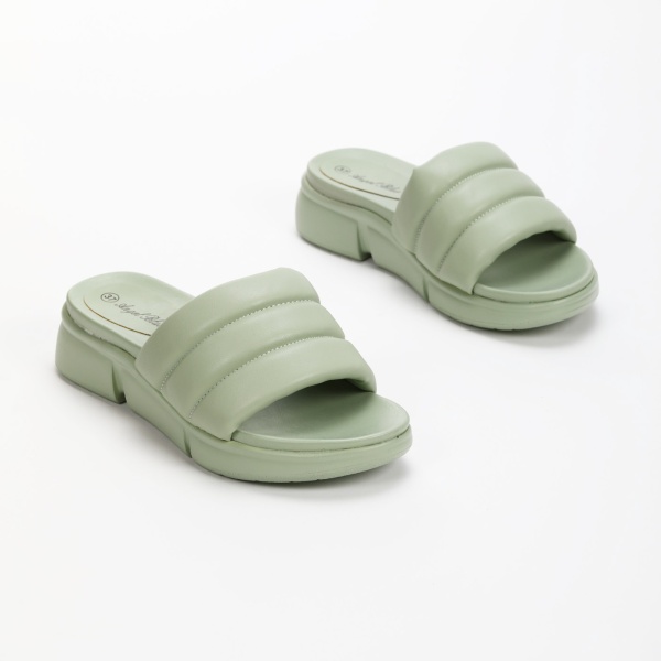 Papuci dama din Piele Ecologica verzi CRL0212 - Img 3