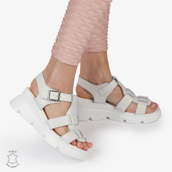 SAndale DAMA DIN PIELE NATURALA CU BARETE CRL1421 ALB - Img 3