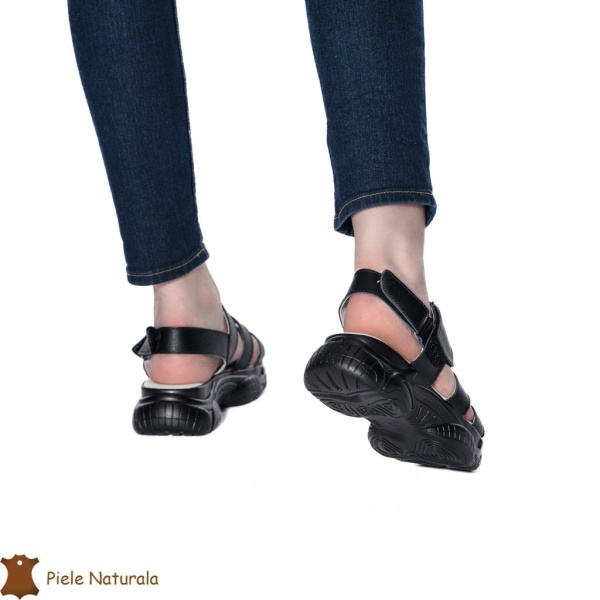 SANDALE Dama Piele Naturala CU BARETA CRL1324 Culoare: NEGRU - Img 3