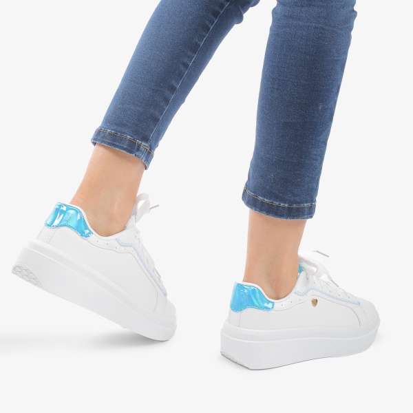 SNEAKERS DAMA din PIELE ECOLOGICA CRL0890 CULOARE:ALBASTRU - Img 3