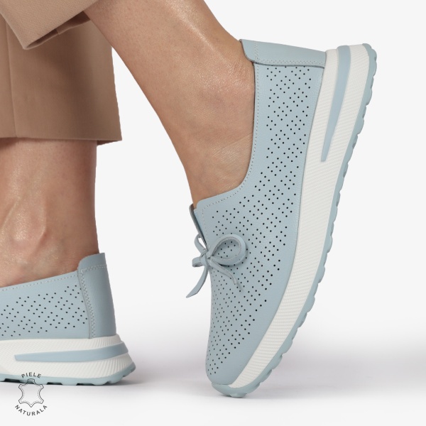 BALERINI dama din Piele Naturala CRL1060 CULOARE: ALBASTRU - Img 3