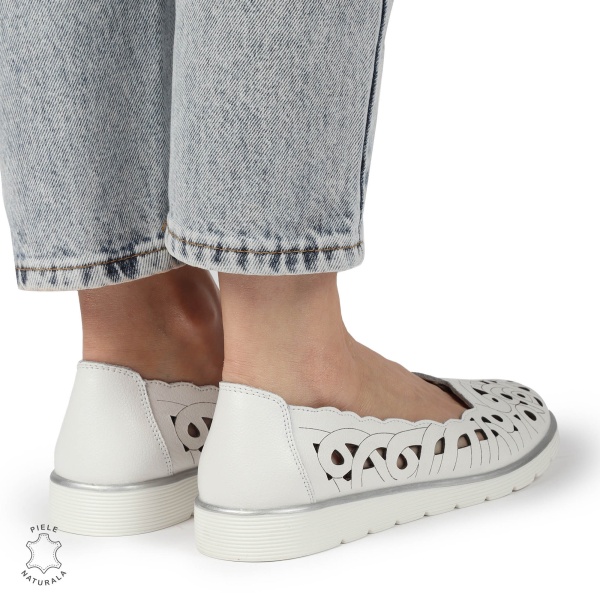 BALERINI dama din Piele naturala PERFORATA SLIP-ON CRL1357ALB - Img 4