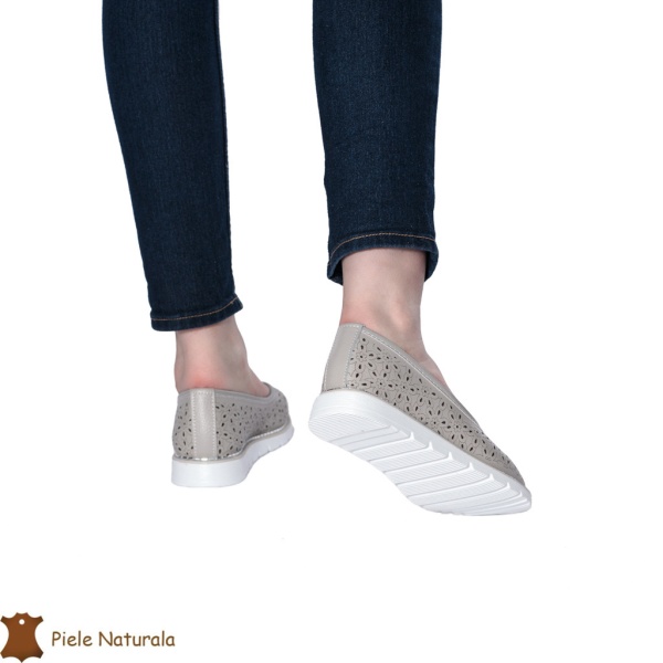 Balerini Dama Piele naturală CRL0030 GRI - Img 3