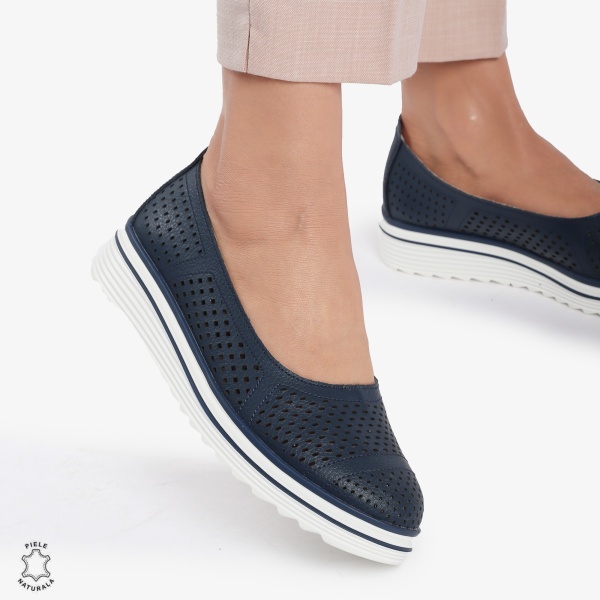 Balerini Dama Piele naturală CRL0105 BLEUMARIN - Img 2