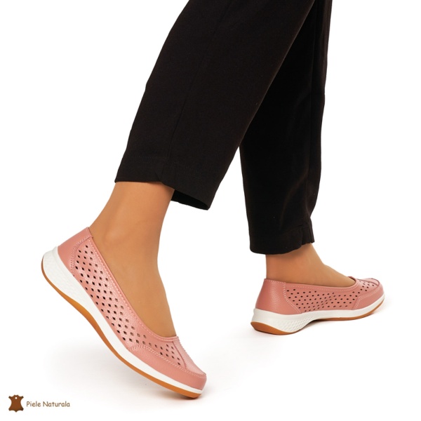Balerini Dama Piele Naturala Slip-on CRL0073 ROZ - Img 3