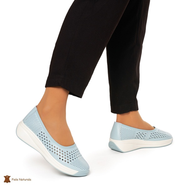 Balerini Dama Piele Naturala Slip-on CRL0076 ALBASTRU - Img 2