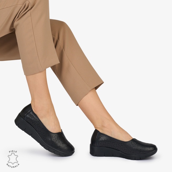 BALERINI din PIELE NATURALA PERFORATA CRL1040 CULOARE: NEGRU - Img 2
