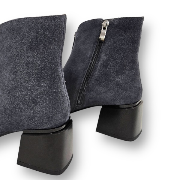 BOTINE DAMA CU TOC GROS din PIELE NATURALA CRL1327 CULOARE:NEGRU - Img 2