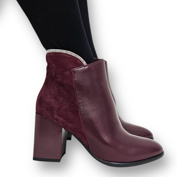 Botine DAMA din PIELE Ecologica cu FERMOAR CRL0925 CULOARE: Bordo - Img 3