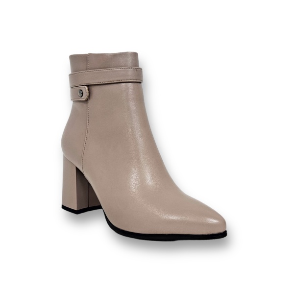 Botine DAMA din PIELE Ecologica cu FERMOAR si Catarama CRL0926 CULOARE: Bej - Img 4
