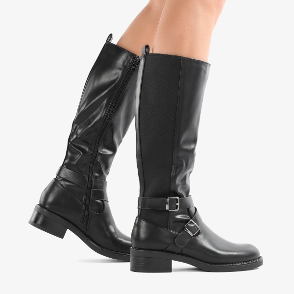 Cizme dama din Piele Ecologica CRL0695 Negre - Img 2