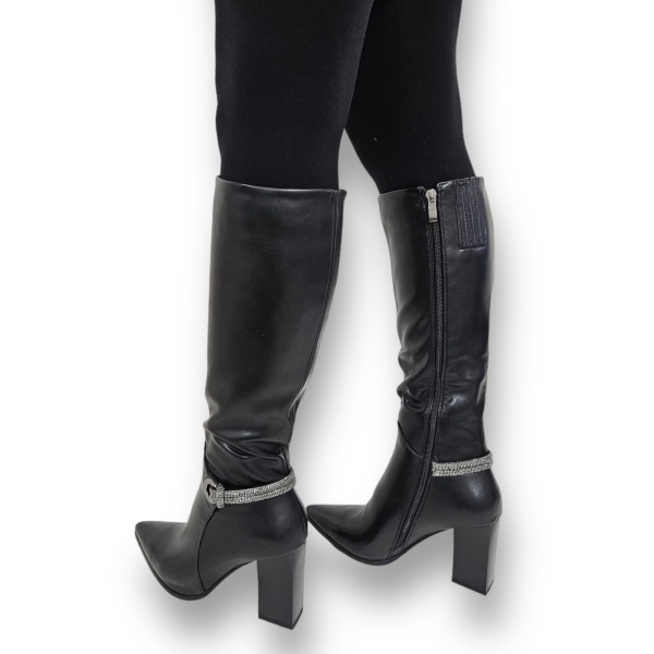 CIZME DAMA din PIELE ECOLOGICA cu FERMOAR CRL0920 CULOARE: Negru - Img 3